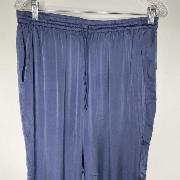 Skin World Wide Silk Pajama Pants Blue 4 XL Elastic Pockets Drawstring jogger - Picture 2 of 10